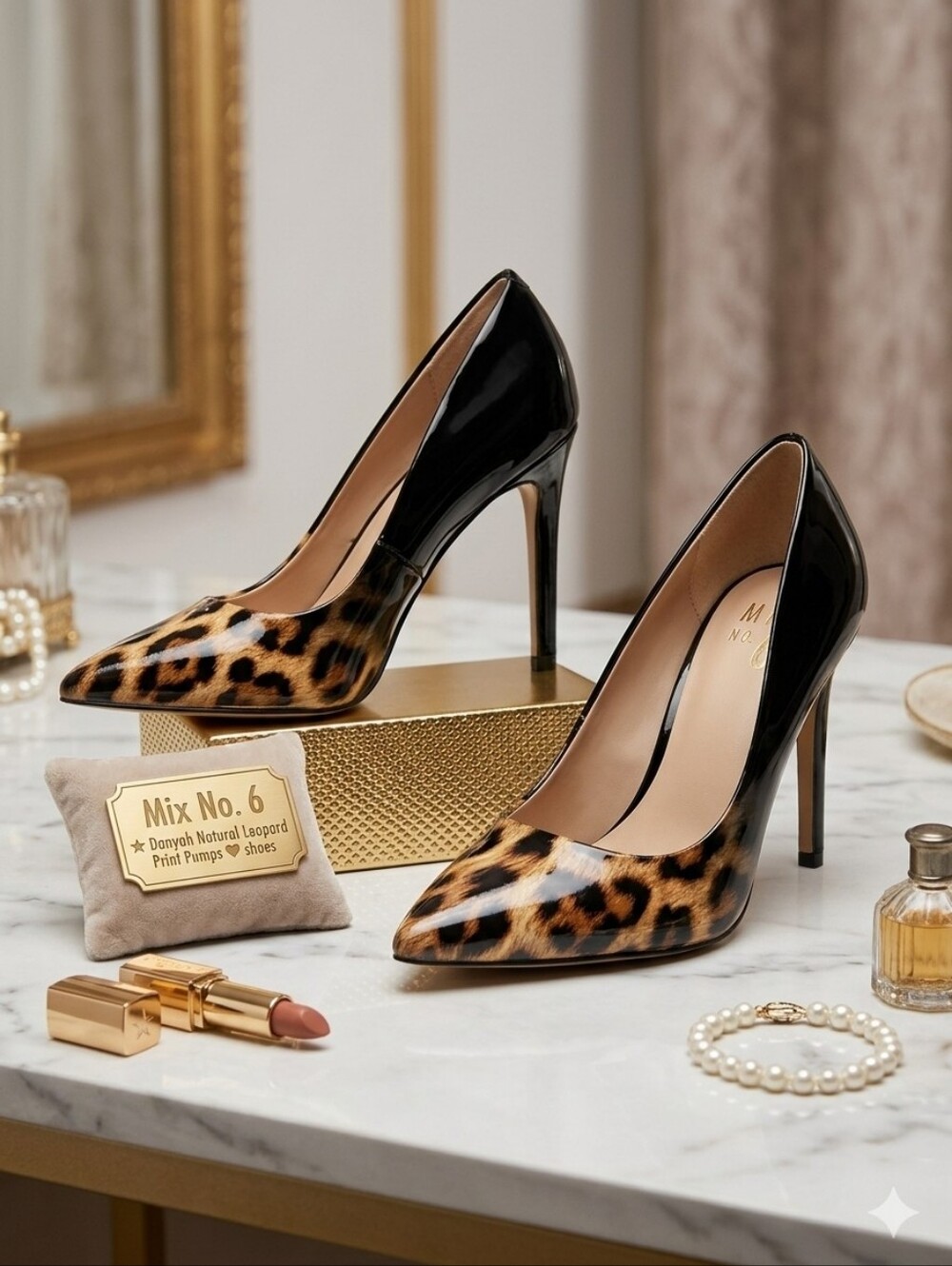 MIX NO. 6 Danyah Natural Leopard Print Pumps